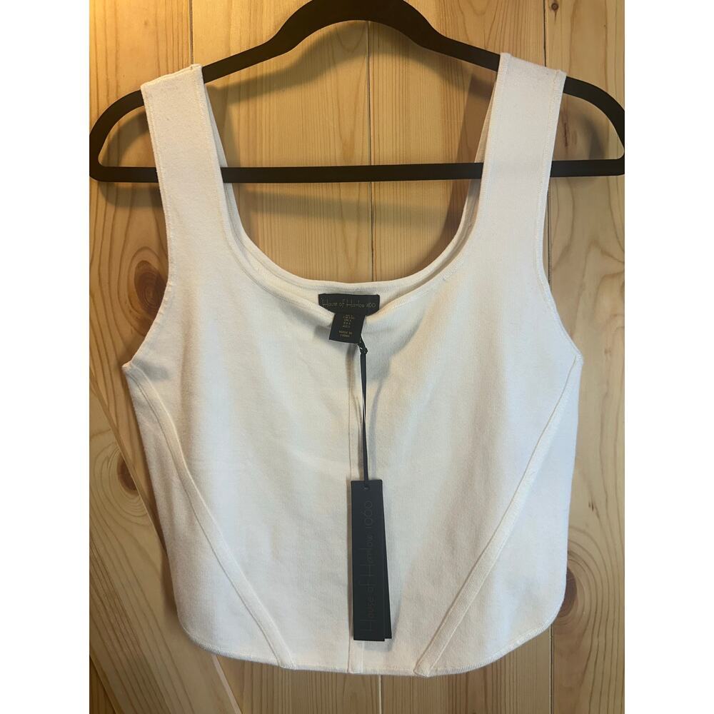 NWT House of Harlow 1960Luxe Essentials White KnitCorset Tank Top - Size L